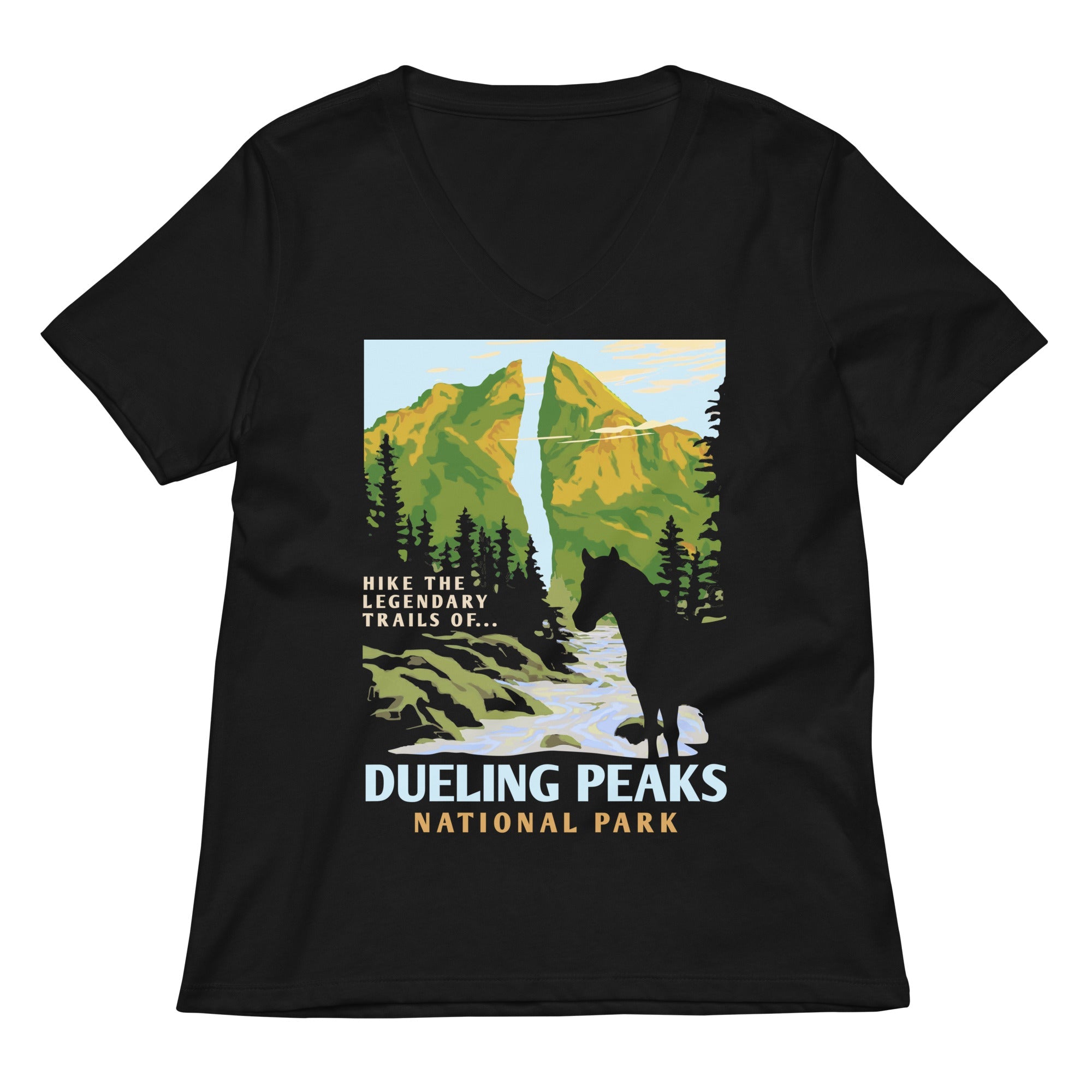Dueling Peaks National Park Women S V Neck Tee V Neck T Shirt Gift Ready