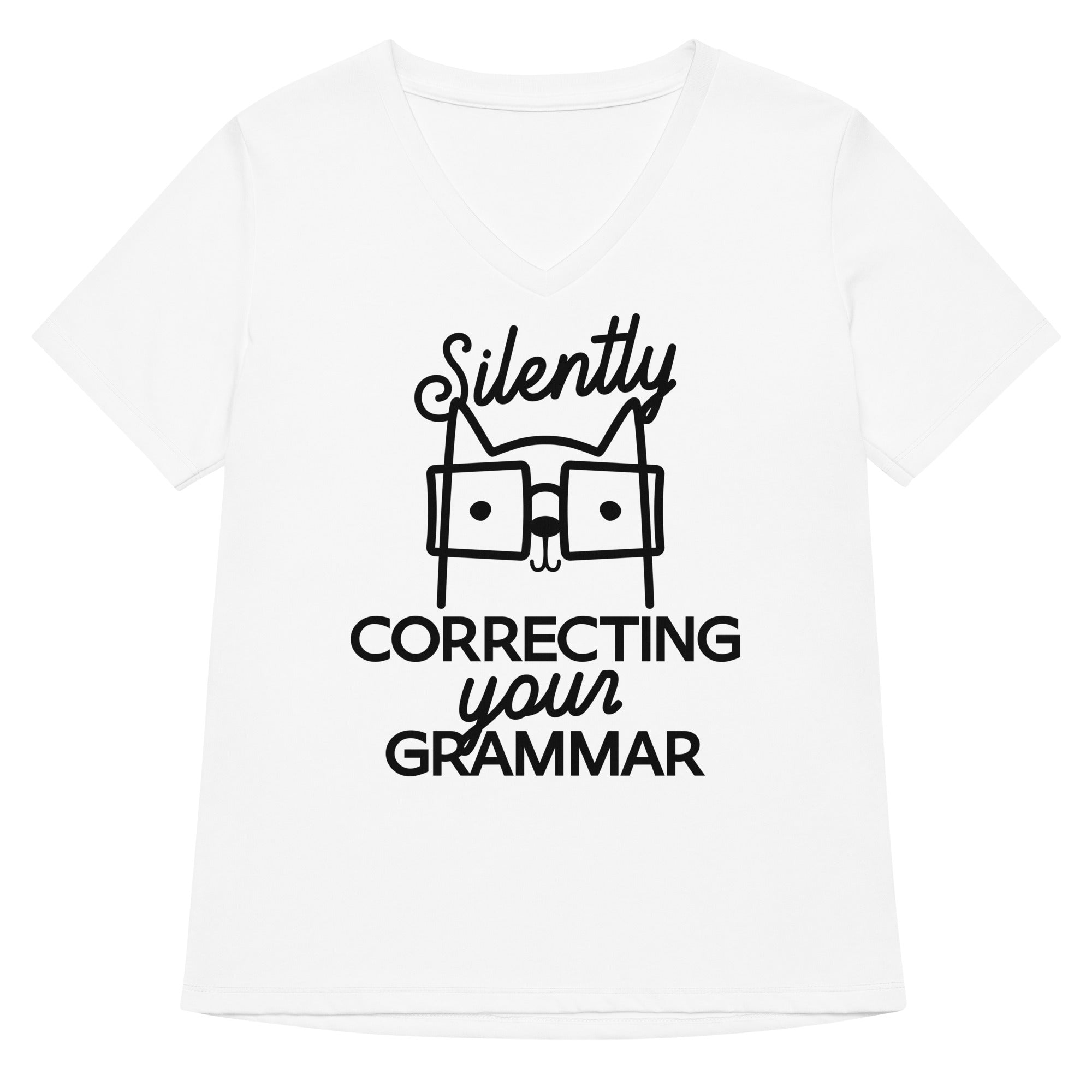 Silently Correcting Your Grammar Women S V Neck Tee V Neck T Shirt Minimal Style